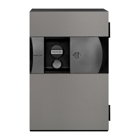 Сейф KASO E1-320 с чёрным корпусом и серой панелью, фото , изображение 2