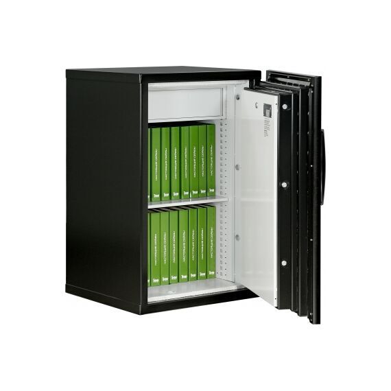 Сейф KASO E1-320 с чёрным корпусом и серой панелью, фото , изображение 6